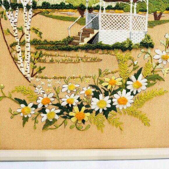 Vintage Sunset Stitchery Sunset in the Park Needlepoint Embroidery Completed - Picture 3 of 9